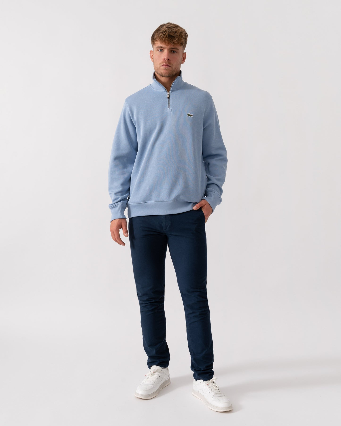 Zippered Stand-Up Collar Cotton Sweatshirt - Aphylla AEY