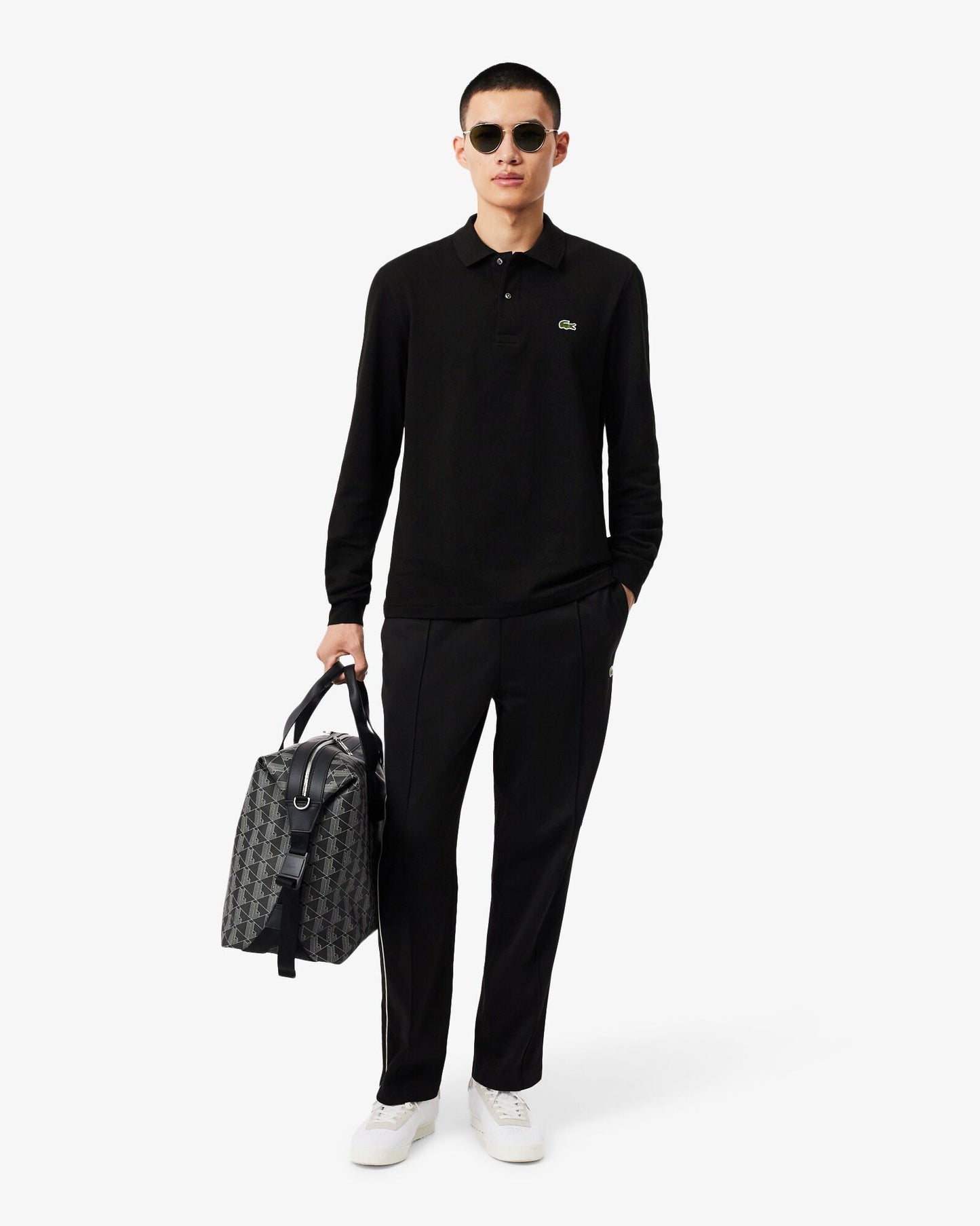 Original L.12.12 Mens Long Sleeve Cotton Polo Shirt - Black 031