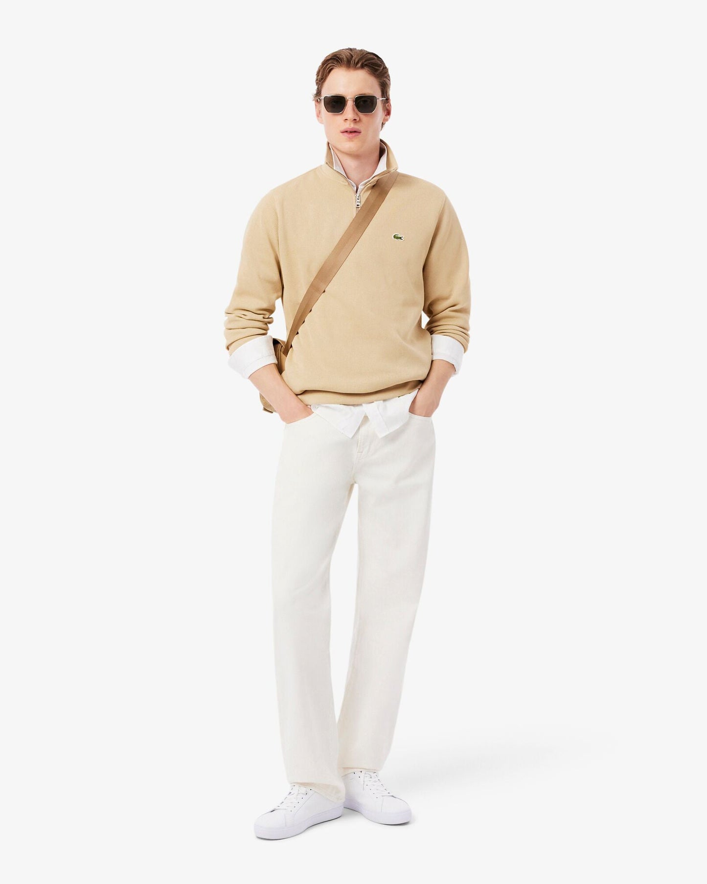 Zippered Stand-Up Collar Cotton Sweatshirt - Millet 8XF